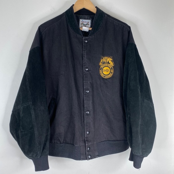 Avon Other - Vintage Teamsters Jacket 2XL XXL Black Suede Leather Sleeves Avon Coat Union USA